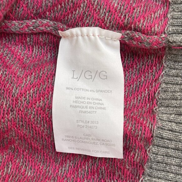 Cabi Womens Large PinkGray Geometric Design Cardigan Knit Fall Boho Cottage - Picture 5 of 9